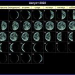 17585 Лунный календарь на август 2022 года